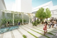 Widok skweru przy skrzyżowaniu ul Brackiej i Zielonej_Zielone wejście na Zieloną (photo)