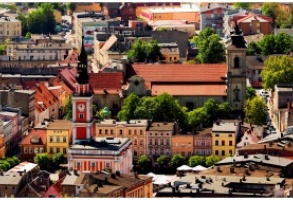 Panorama miasta Leszna z Ratuszem